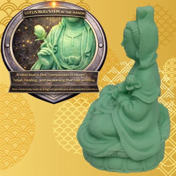 Glow-in-the-Dark Kwan Yin Guanyin Resin Figurine 4” Lotus Base Zen Feng Shui - Picture 7 of 9